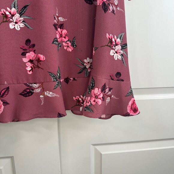 City Chic Burgundy Floral Ruffle Midi Dress - Picture 5 of 11